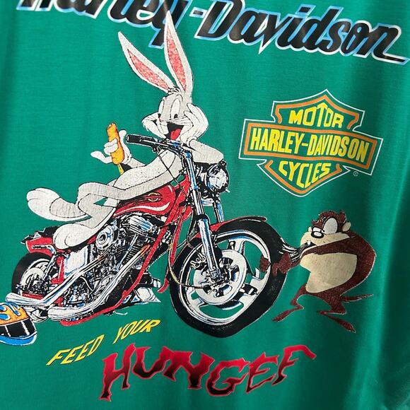 Harley-Davidson Green Bugs Bunny Tee size XL - Picture 3 of 8